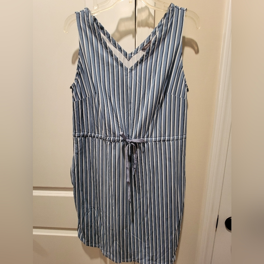 NWOT Eddie Bauer Gray and White Striped Dress